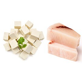低負擔蛋白:白色魚、豆類 低負擔蛋白:白色魚、豆類