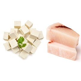 低負擔蛋白:白色魚、豆類 低負擔蛋白:白色魚、豆類