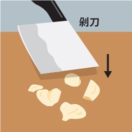 3. 用剁刀拍碎食材 3. 用剁刀拍碎食材