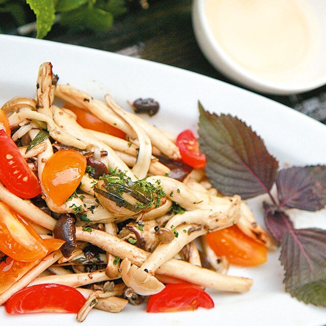 蔬食也能成為宴客菜Part 2-陳年香檳醋拌炒紫蘇時菇羊肚菌 蔬食也能成為宴客菜Part 2-陳年香檳醋拌炒紫蘇時菇羊肚菌