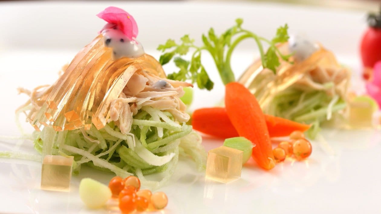 煙燻番石榴雞絲沙拉襯白酒檸檬雞汁凍 食譜詳情unilever Food Solutions