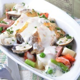 燉菜襯鱈魚蛤蠣奶油汁 燉菜襯鱈魚蛤蠣奶油汁