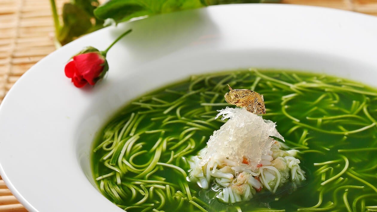蟹肉燕茸文絲菠菜羹