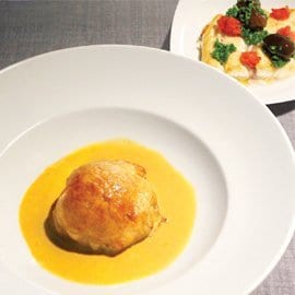 香煎金線魚佐魚酥餅及龍蝦汁